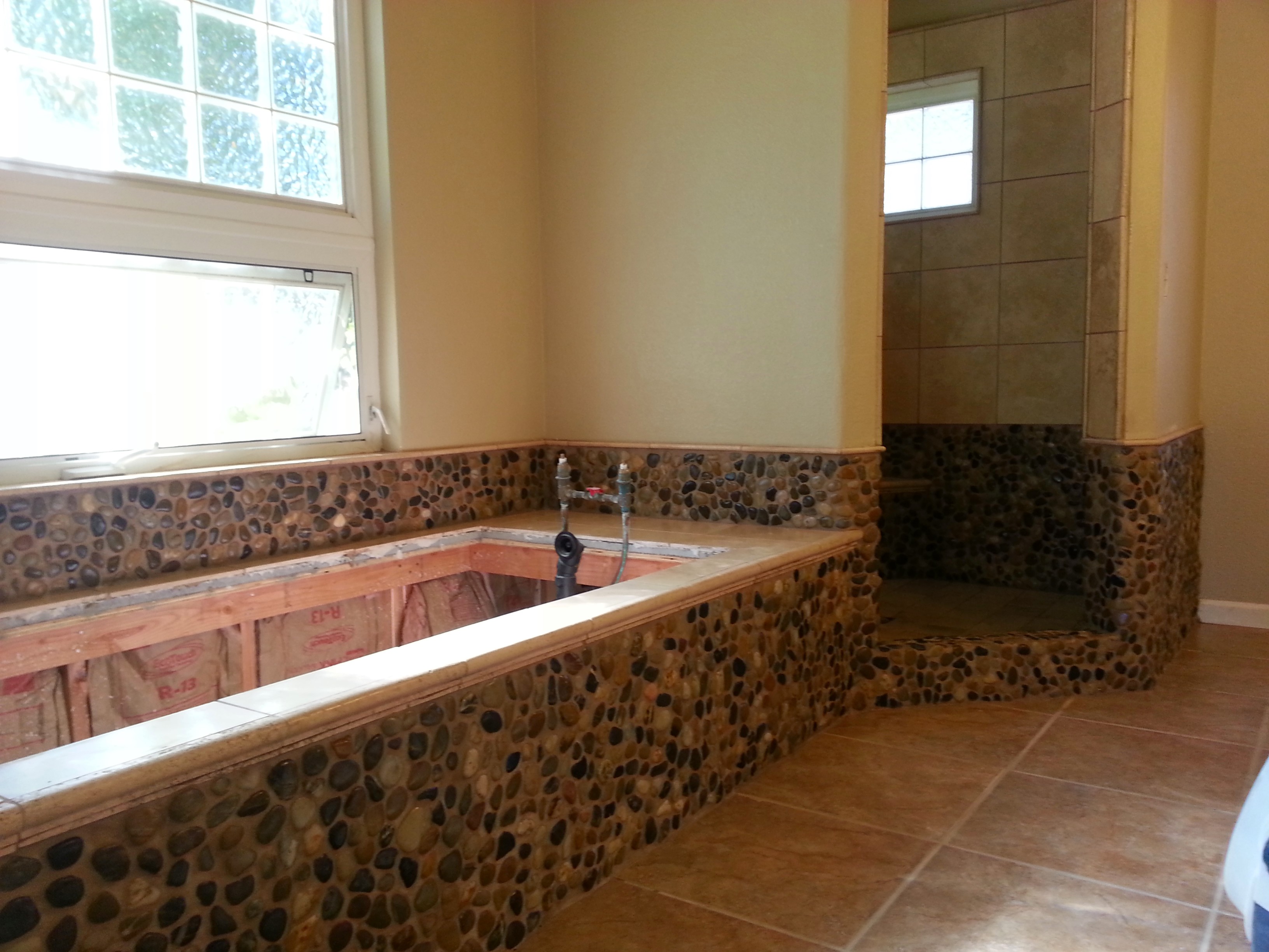 Bathroom remodeling with small tiles