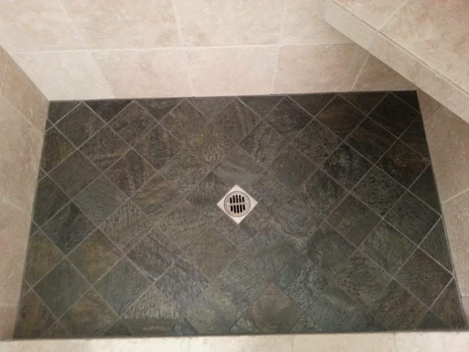 tile floor in shower