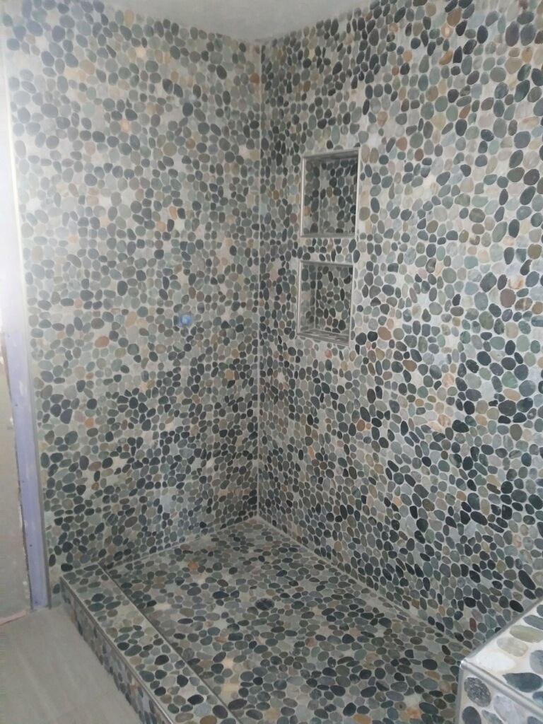 custom pebble shower